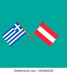 Greece and Austria crossed flags.Language learning or travel concept 