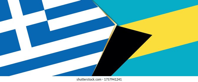 Greece and The Bahamas flags, two vector flags symbol of relationship or confrontation.