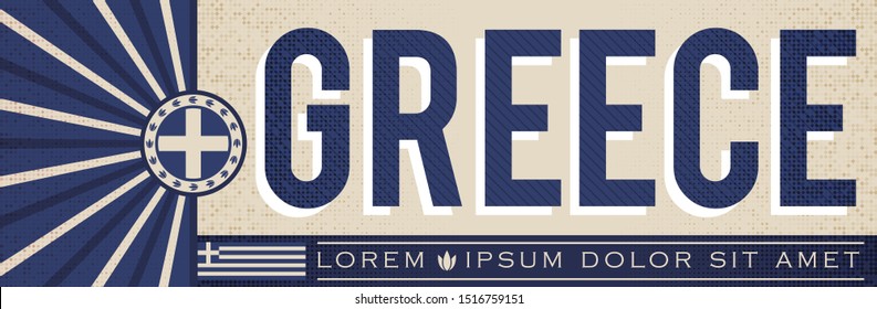 Greece Banner design, typographic vector illustration, Greek Flag colors