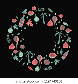 Greece banner with fig in hand drawn style. For textile and wrapping paper. Vector illustration
