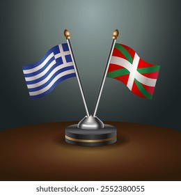 Banderas de tabla de tierras de Grecia y Euskadi con relación con el fondo de gradiente. Ilustración vectorial