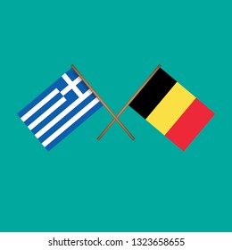 Greece and Belgium crossed flags.Language learning or travel concept 