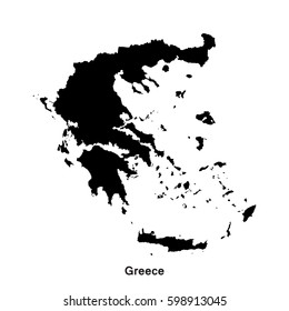 Greece black map,border with name of country