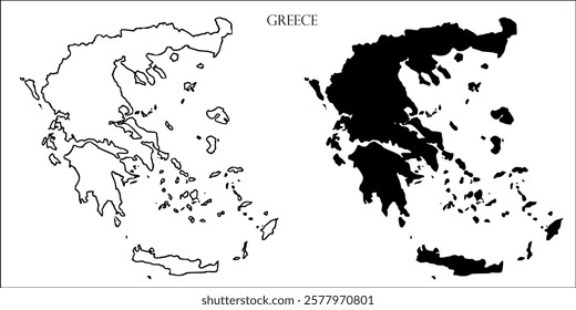 Greece Blank Map, Greece Map Outline Vector Images