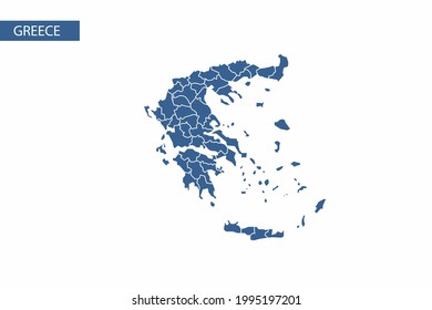 Mapa azul de Grecia vector detallado.
