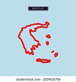 Griechenland kühn umrissene Rahmenkarte. Glossy roter Rand mit weichem Schatten. Länderkennzeichen. Vektorgrafik.