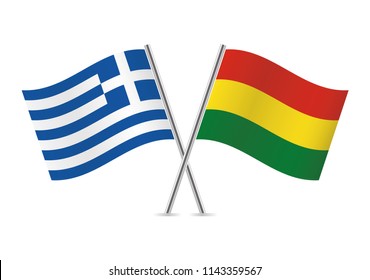 Greece and Bolivia flags. Vector illustration.