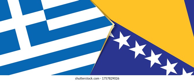 Greece and Bosnia and Herzegovina flags, two vector flags symbol of relationship or confrontation.