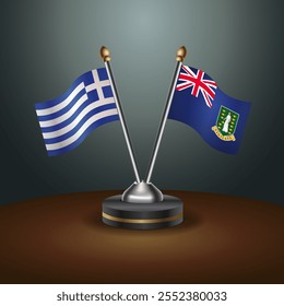 Banderas de tabla de Grecia y las Islas Vírgenes Británicas con relación con el fondo de gradiente. Ilustración vectorial