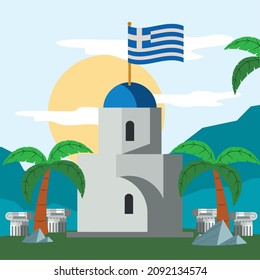 greece building cartel with flag