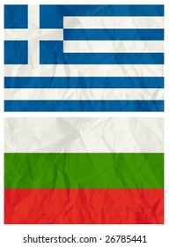 Greece and Bulgaria flags, vector illustration