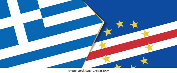 Greece and Cape Verde flags, two vector flags symbol of relationship or confrontation.