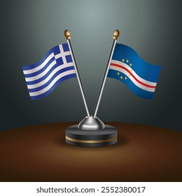 Greece and Cape Verde table flags relation  with gradient backgrund. Vector Illustration