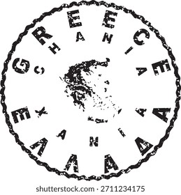 Greece Chania Round Seal Map Design