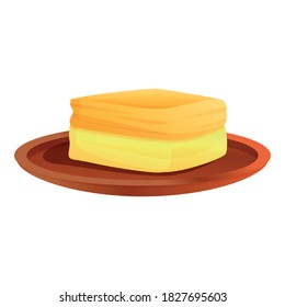 Greece cheesecake icon. Cartoon of greece cheesecake vector icon for web design isolated on white background