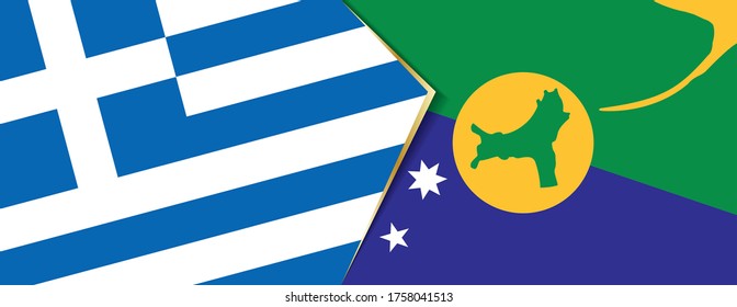 Greece and Christmas Island flags, two vector flags symbol of relationship or confrontation.