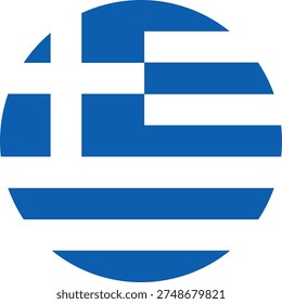 Greece circle flag. Greece flag vector. Flag of Greece on white background
