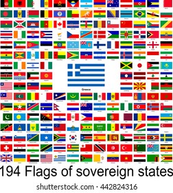 Greece, collection of vector images of flags of the world