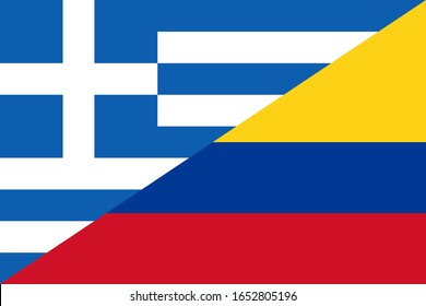 greece and colombia flag. vector background