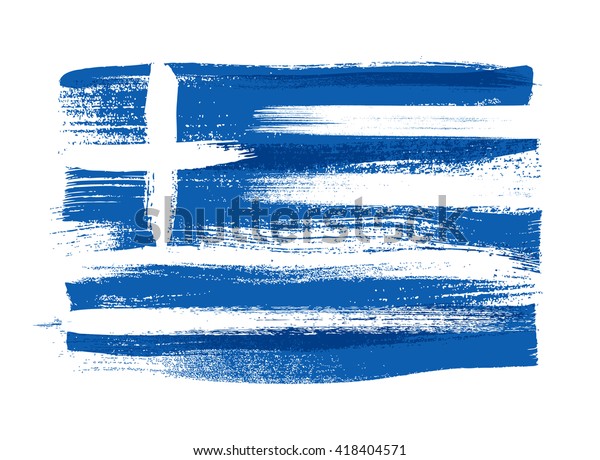 Greece colorful brush strokes painted\
national country greek flag icon. Painted\
texture.