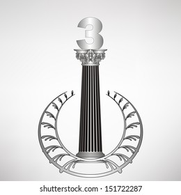 greece column, laurel wreath and number. eps10 vector illustration