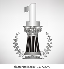 greece column, laurel wreath and number. eps10 vector illustration