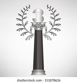 greece column, laurel wreath and number. eps10 vector illustration