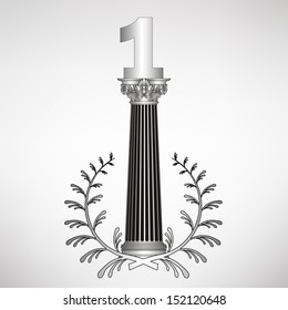 greece column, laurel wreath and number. eps10 vector illustration 