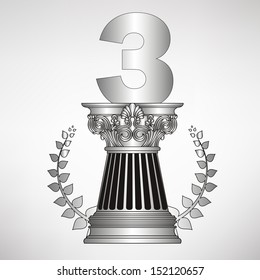 greece column, laurel wreath and number. eps10 vector illustration 