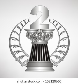 greece column, laurel wreath and number. eps10 vector illustration 