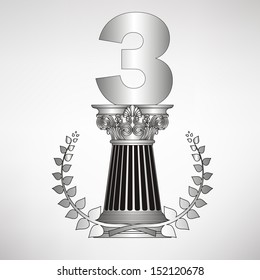 greece column, laurel wreath and number. eps10 vector illustration 