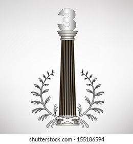 greece column, laurel wreath and number. eps10 vector illustration