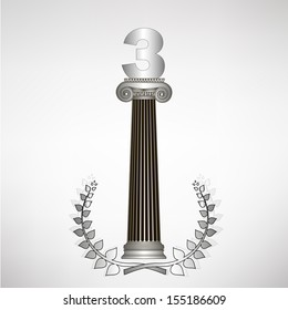greece column, laurel wreath and number. eps10 vector illustration
