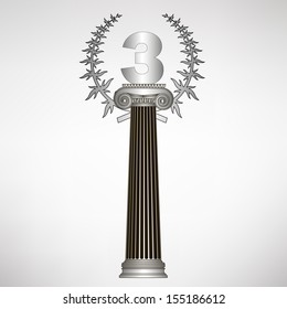 greece column, laurel wreath and number. eps10 vector illustration