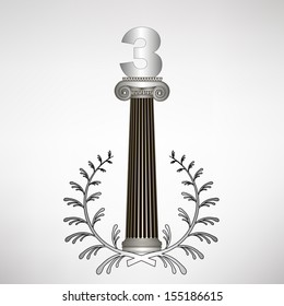 greece column, laurel wreath and number. eps10 vector illustration