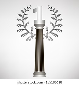 greece column, laurel wreath and number. eps10 vector illustration