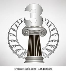 greece column, laurel wreath and number. eps10 vector illustration