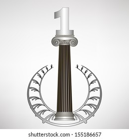 greece column, laurel wreath and number. eps10 vector illustration