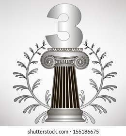 greece column, laurel wreath and number. eps10 vector illustration