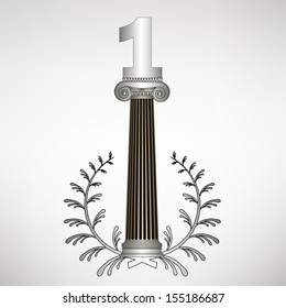 greece column, laurel wreath and number. eps10 vector illustration
