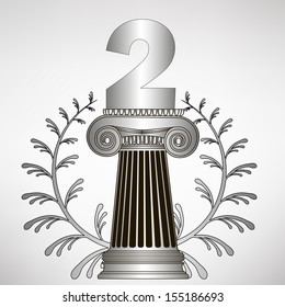 greece column, laurel wreath and number. eps10 vector illustration