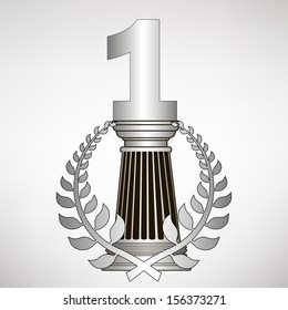 greece column, laurel wreath and number. eps10 vector illustration