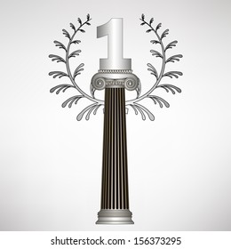 greece column, laurel wreath and number. eps10 vector illustration