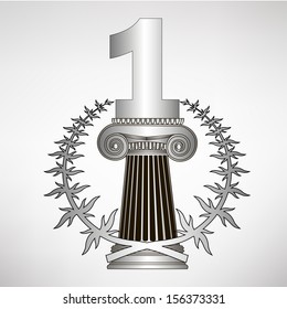 greece column, laurel wreath and number. eps10 vector illustration
