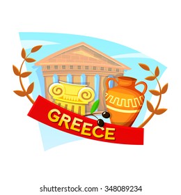 Greece concept design with national attributes, vector illustration