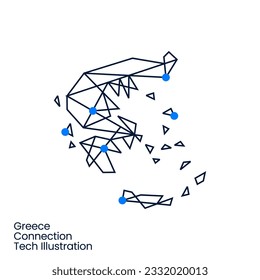 Greece Connection Tech Technology Geometric Polygonal Logo Vector Icon Illustration