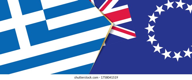 Greece and Cook Islands flags, two vector flags symbol of relationship or confrontation.