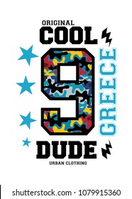 greece cool dude,t-shirt print poster vector illustration