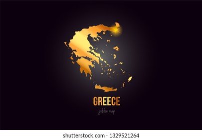 Greece country border map in gold golden metal color design suitable for a logo icon design