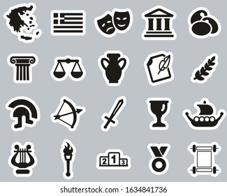 Greece Country & Culture Icons Black & White Sticker Set Big